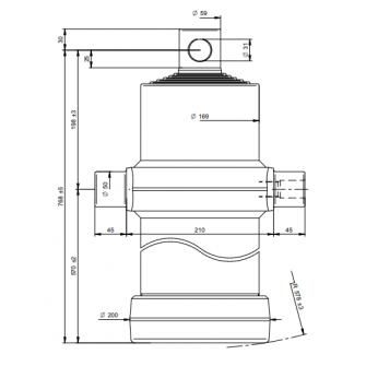 Teleskopski cilinder 6 stopenj 13 ton 3585 mm z luknjo 6025F